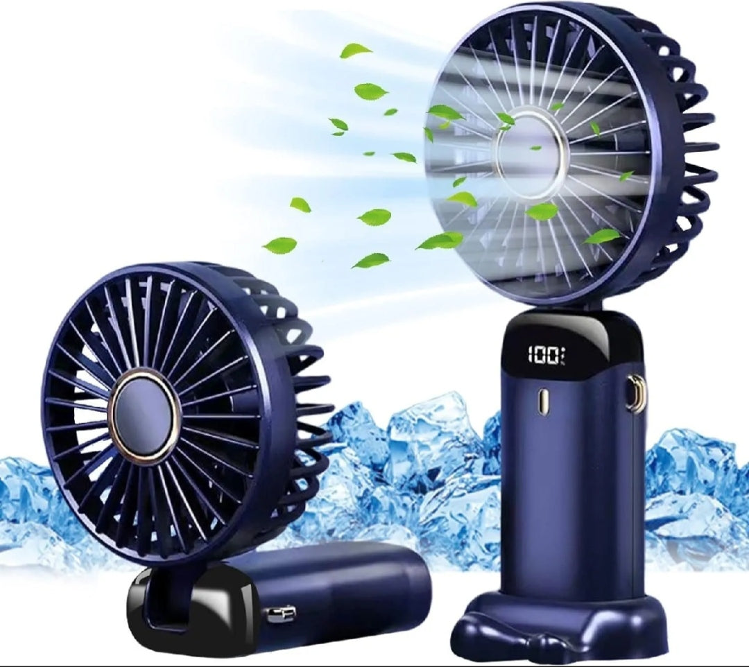 USB Handheld Mini Fan Foldable Portable Neck Hanging Fans 5 Speed Rechargeable Fan with Phone stand Save RS 240 With Easypaisa Advance Payment