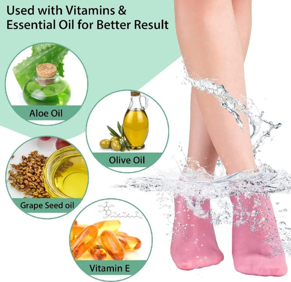Pair Silicone Moisturizing Socks, Soft Silicone Socks for Cracked Feet Women and Men Foot Moisturiser Socks Foot Spa Pedicure Silicone Gel Socks for Cracked Feet Dry Skins Calluses.