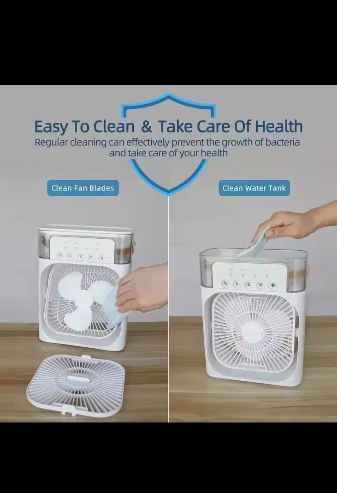 3-in-1 Portable Air Cooler Fan with Humidifier & Mist Spray | Mini AC Cooling Fan with 3 Speeds & LED Light