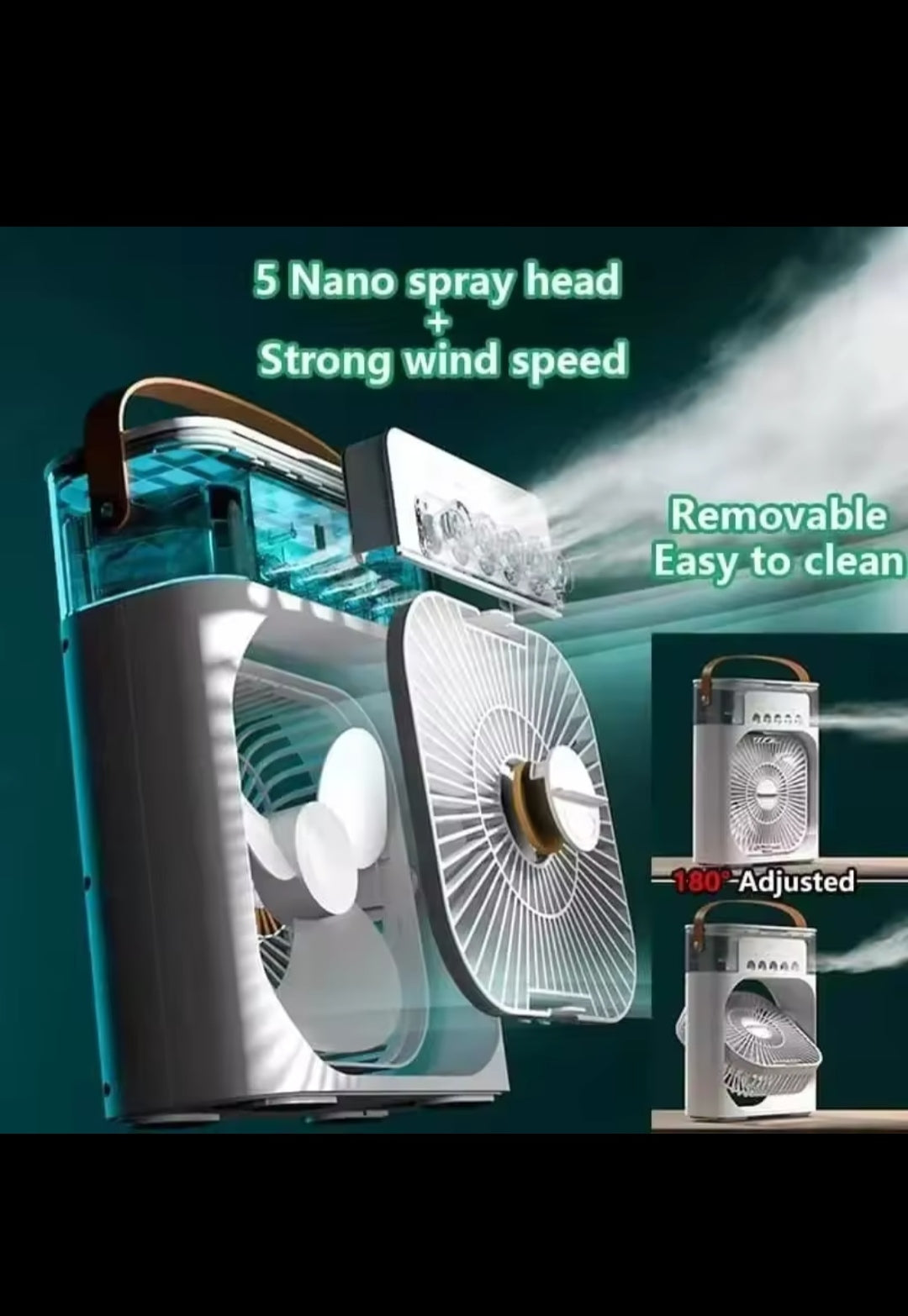 3-in-1 Portable Air Cooler Fan with Humidifier & Mist Spray | Mini AC Cooling Fan with 3 Speeds & LED Light